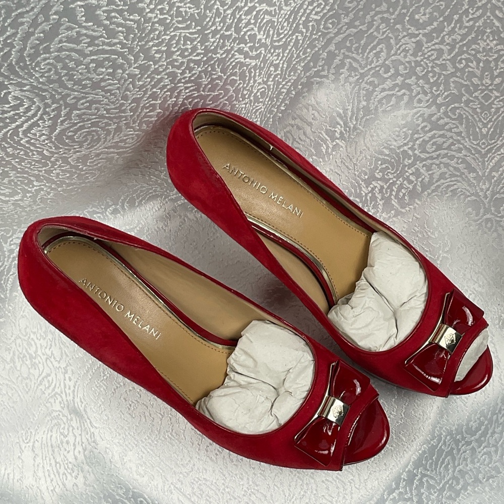 ANTONIO MELAN Women’s9.5 Burgundy Peep Toe Stiletto Heels - Picture 7 of 7